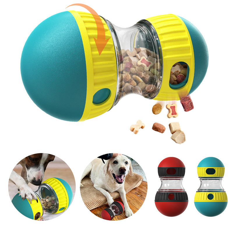 Kibble falling from the tumbler openings